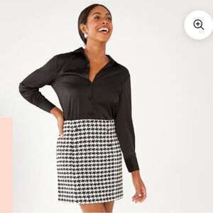 The Limited Monochrome Houndstooth Midi Skirt